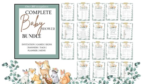 Woodland Baby Shower Printable Bundle