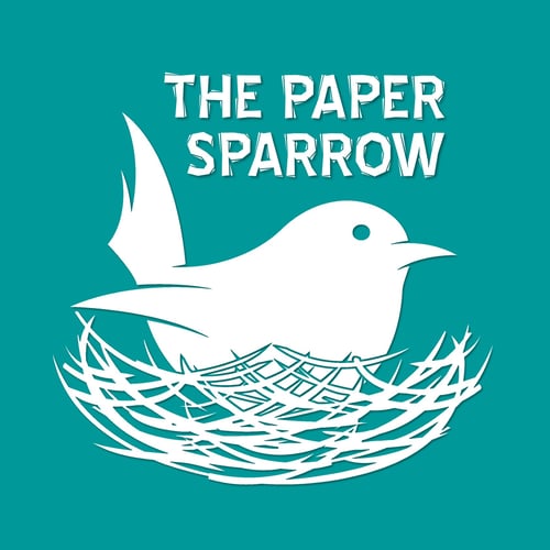 The Paper Sparrow logo which is of a small bird sitting on a stylish nest. The logo used here is the square format.