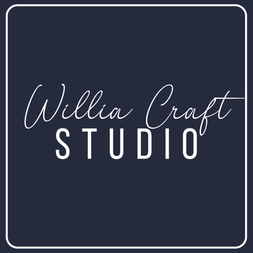 Willia Craft Studio logo, white text on navy
