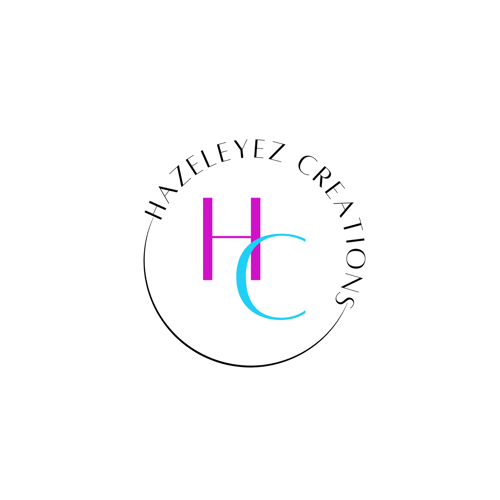 The logo for Hazeleyez Creations. Your one stop shop for all custom needs. Custom apparel, custom tumblers, custom bling shoes, custom wreaths, journals, pngs, & other digital files.