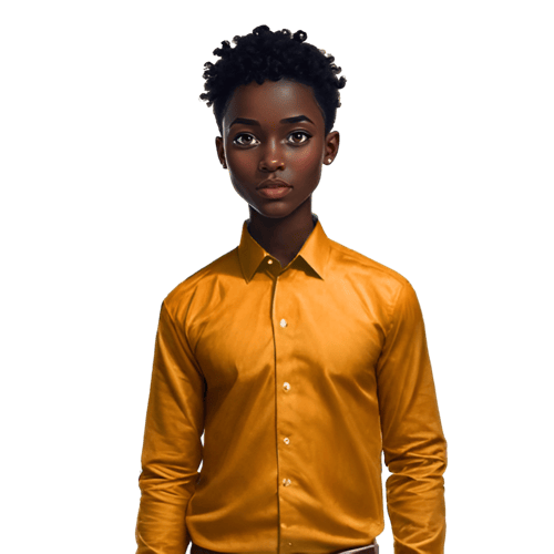 A photo of NAIM in a gold button up sharing her digital product online