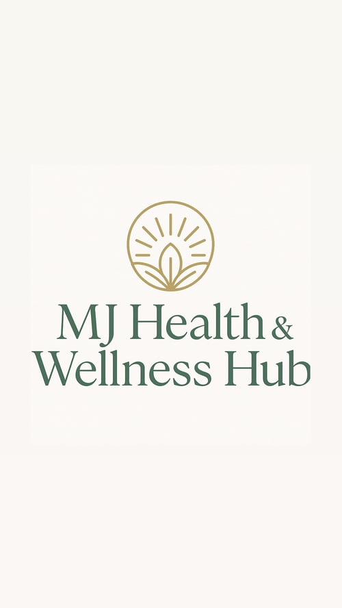 MJ Health & Wellness Hub’s logo blends elegance with purpose — symbolizing the harmony of health, wealth, and spiritual alignment. Its clean design and intentional elements reflect empowerment, abundance, and holistic wellness.