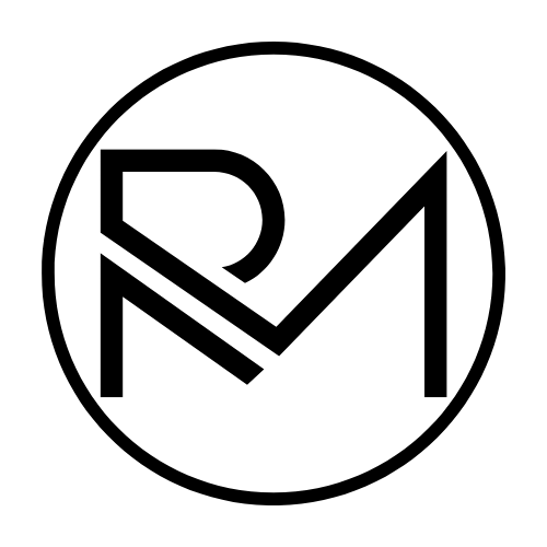 RM logo design for Rexy Rexy Marbo – a creative brand specializing in eBook creation and graphic design. The minimalist RM monogram represents clean, modern aesthetics and digital creativity. Perfect for branding digital planners, printable templates, and custom design work by Rexy Marbo.