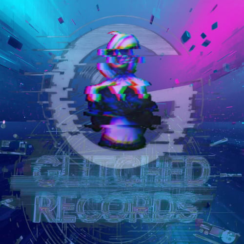 ​Official branding for Glitched Records and musical artist The Trophy Hoe, featuring a signature blonde and edgy visual aesthetic with digital glitch art, promoting the TransActionAl album era and the AI persona T.H.E.A.
