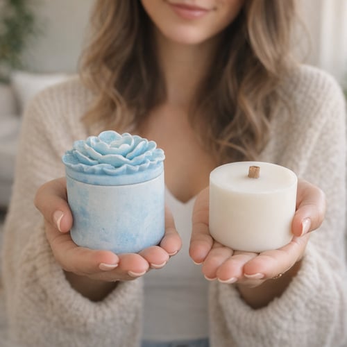 Refillable candle insert and reusable concrete vessel, eco friendly candle refill system Coastal Glow Candles