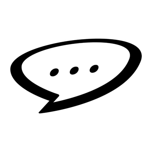Zwart pictogram van een spraakballon met drie zwarte stippen, het beeldmerk van Spraakuhloos.
