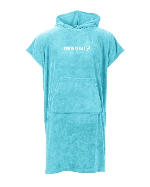 Light blue towel poncho with short sleeves