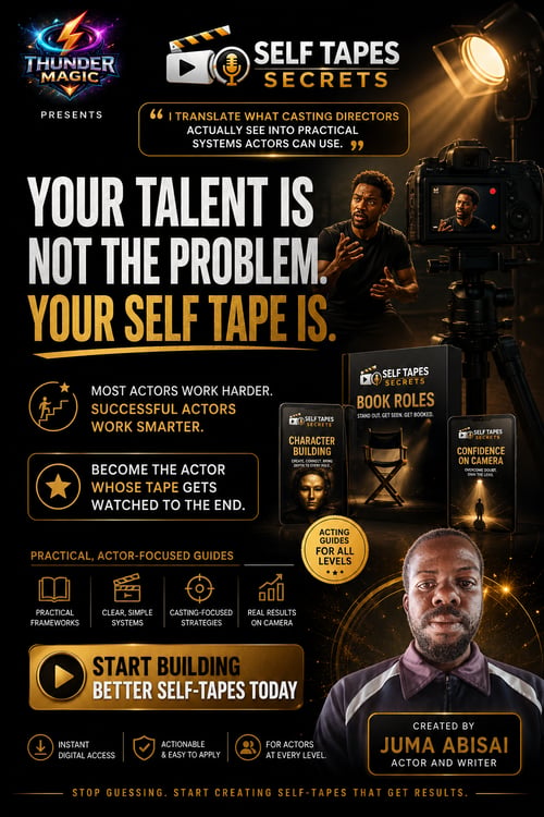 A Kenyan actor shares the hard truth about acting school, auditions, self-tapes, and why talent alone doesn’t book roles. Discover acting career strategy, audition confidence tips, self-tape secrets, and actionable PDFs that help actors grow beyond the classroom and conquer the business side of acting.