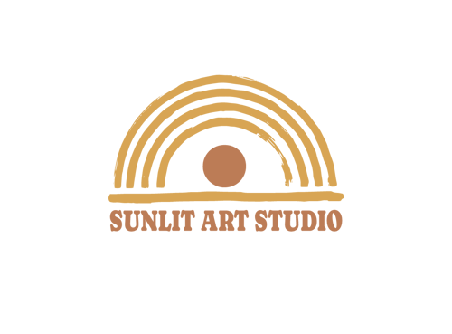 Sunlit Art Studio logo for digital coloring books, printable stickers, and cozy stationery