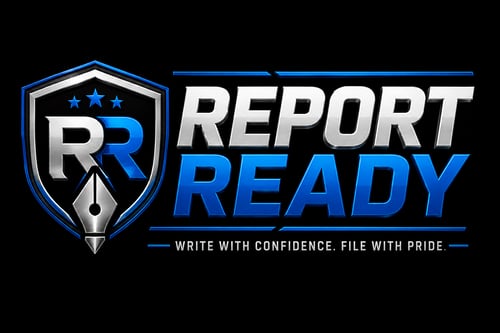REPORT READY logo for AI-powered police report writing guide