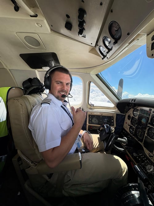 Professional pilot in the cockpit of a multi-engine aircraft-founder of FlightDeck Career Tools