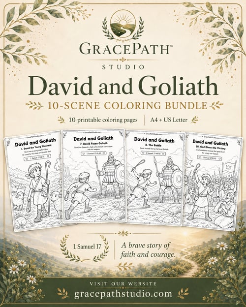David and Goliath 10-scene coloring bundle cover