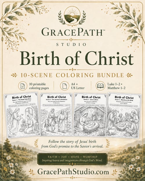Birth of Christ 10-scene coloring bundle cover