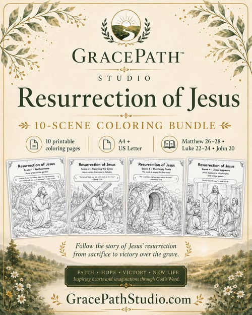 Resurrection of Jesus 10-scene coloring bundle cover