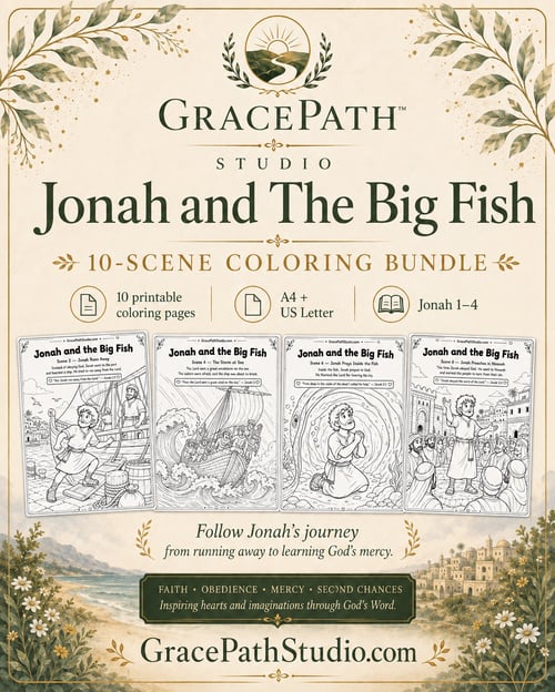 Jonah and the Big Fish 10-scene coloring bundle cover
