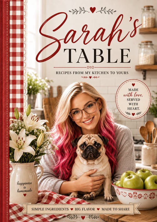 Sarah and Gizmo in her Kentucky kitchen