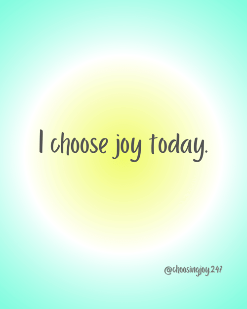 I Choose Joy Today encircled in golden, white and aqua green