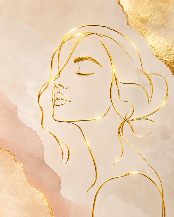 Golden Serenity Woman Face Luxury Wall Art