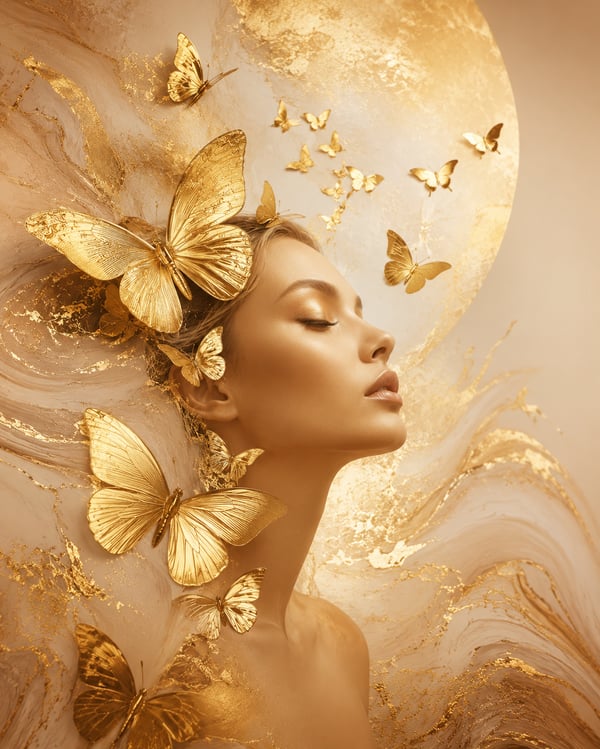 Luxury Beauty Salon Golden Butterfly Wall Art