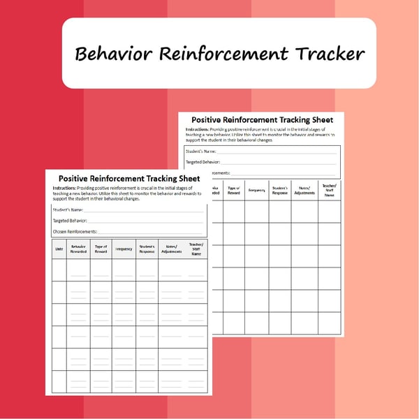 Positive Reinforcement Tracking Sheet: Editable Behavior Data Form