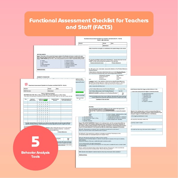 FACTS Functional Assessment Checklist: FBA Interview for Teachers & Staff