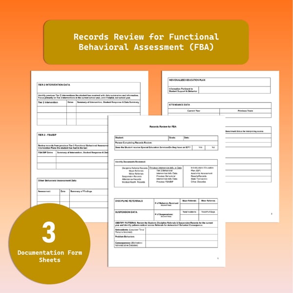 FBA Records Review: Functional Behavioral Assessment Data Collection Form