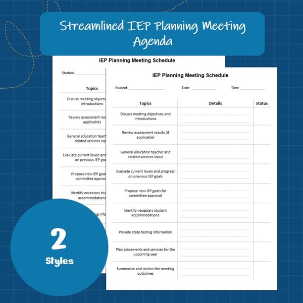 IEP Planning Meeting Agenda: Editable Schedule for Case Managers