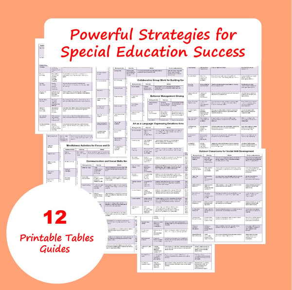 Special Education Strategies Guide 12 SEL, Behavior & Sensory Tables