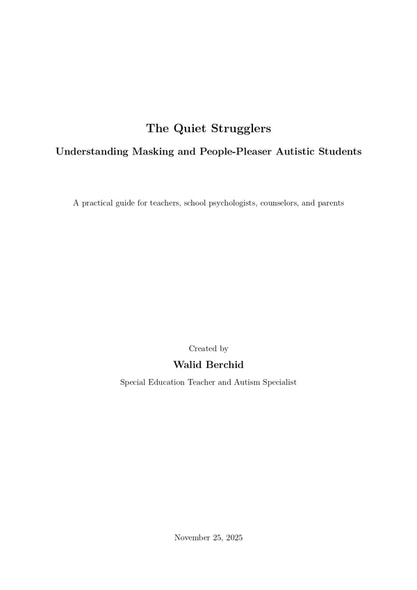 Autism Masking & People-Pleasing: Recognizing Burnout in Quiet Students