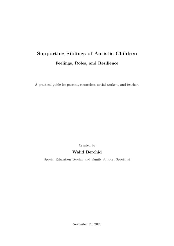 Siblings of Autistic Children: Glass Child Support Guide for Families & Schools