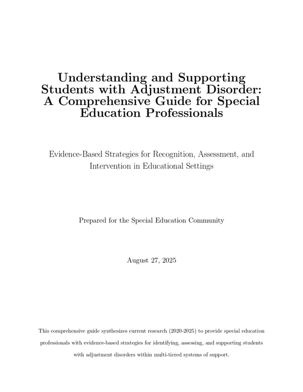 Adjustment Disorder in Students: IEP & 504 Guide for Educators