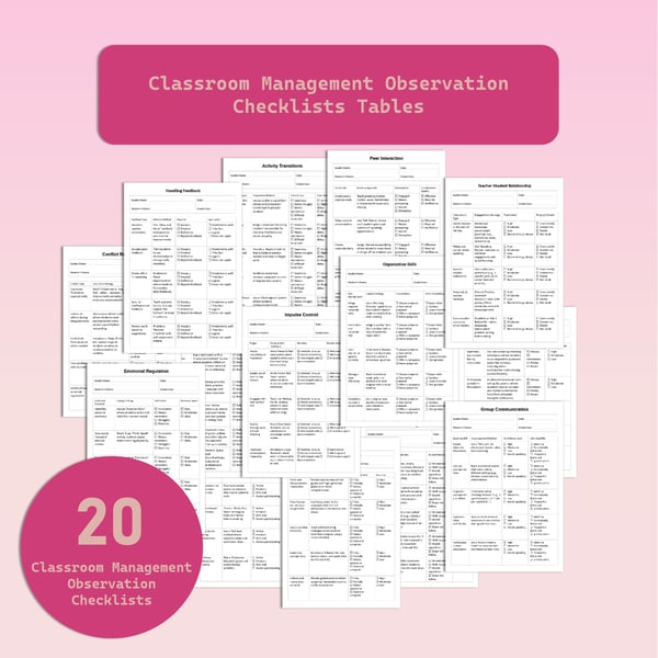 Classroom Management Observation Checklists Tables
