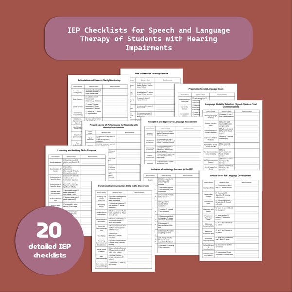 IEP Checklists for Speech Therapy with Hearing Impairments