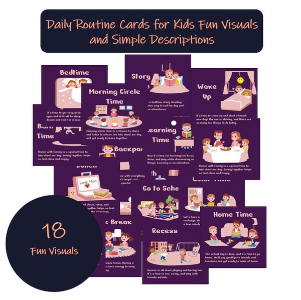 Daily Routine Cards for Kids - Visual Schedule Set