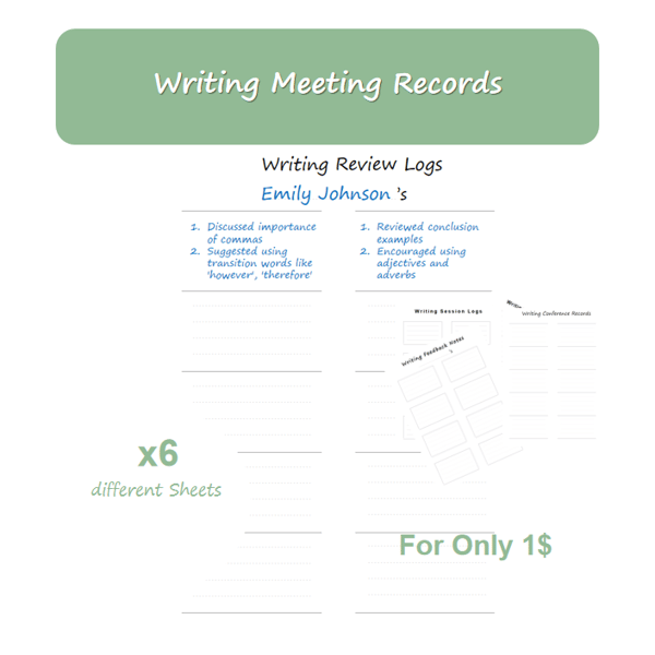 Writing Conference Notes: 6 Editable Logs
