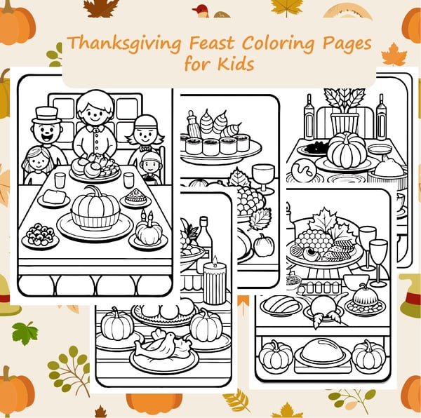 Thanksgiving Feast Coloring Pages for Kids
