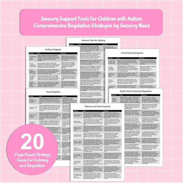 Sensory Support Tools for Children with Autism: Comprehensive Regulation Strategies by Sensory Need