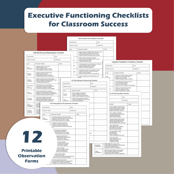 Executive Functioning Checklists for Classroom Success