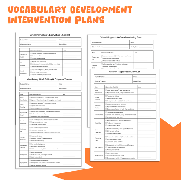 Vocabulary Development Intervention Plans