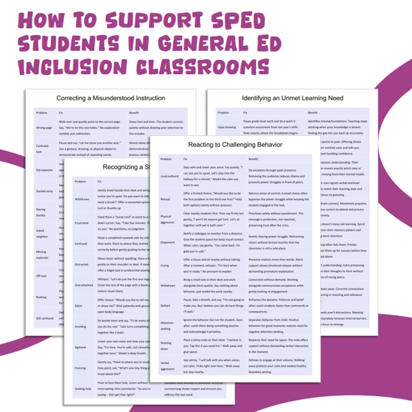 How to Support SPED Students in General Ed Inclusion Classrooms