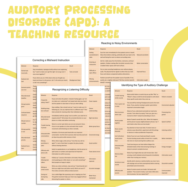 Auditory Processing Disorder (APD): A Teaching Resource