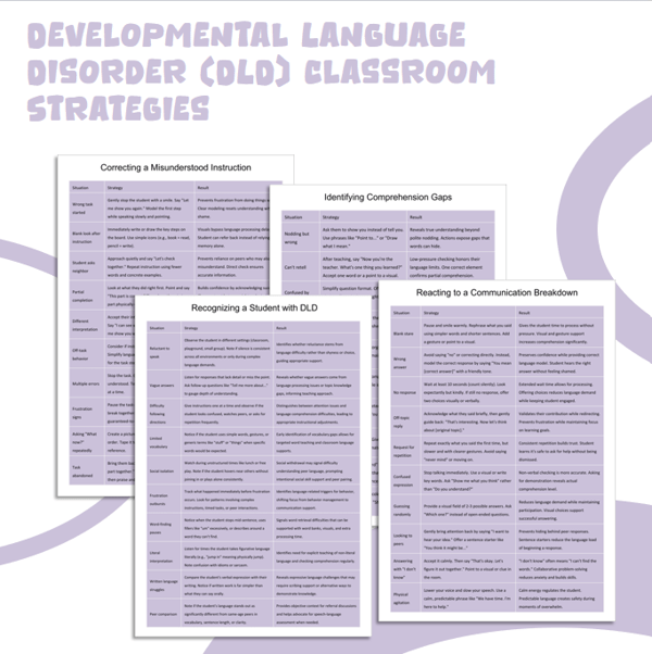 Developmental Language Disorder (DLD): Classroom Strategies