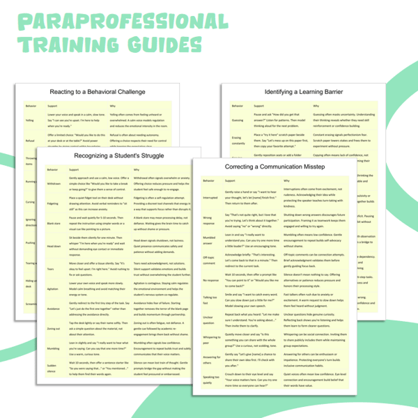 Paraprofessional Training Guides