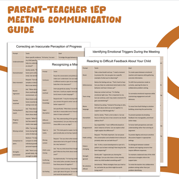 Parent-Teacher IEP Meeting Communication Guide