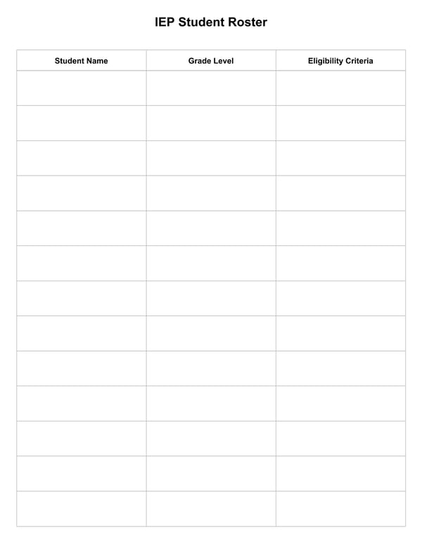 IEP Student Roster