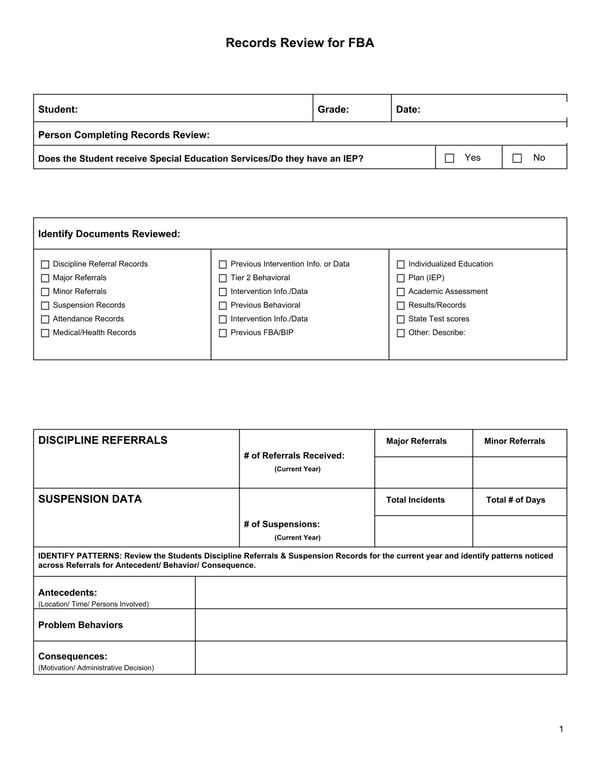 Records Review for FBA