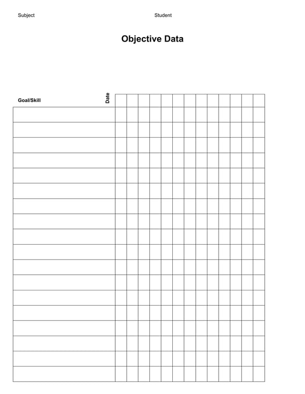 Objective Data Progress Monitoring Forms
