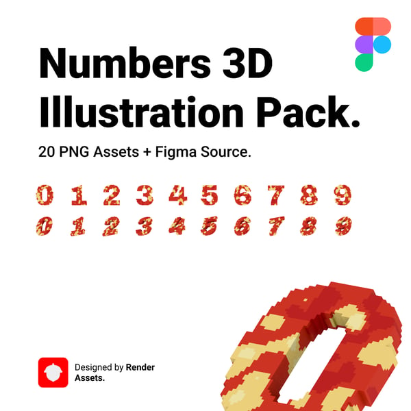 Numbers 3D Illustration Pack – 20 PNG Assets + Figma Source