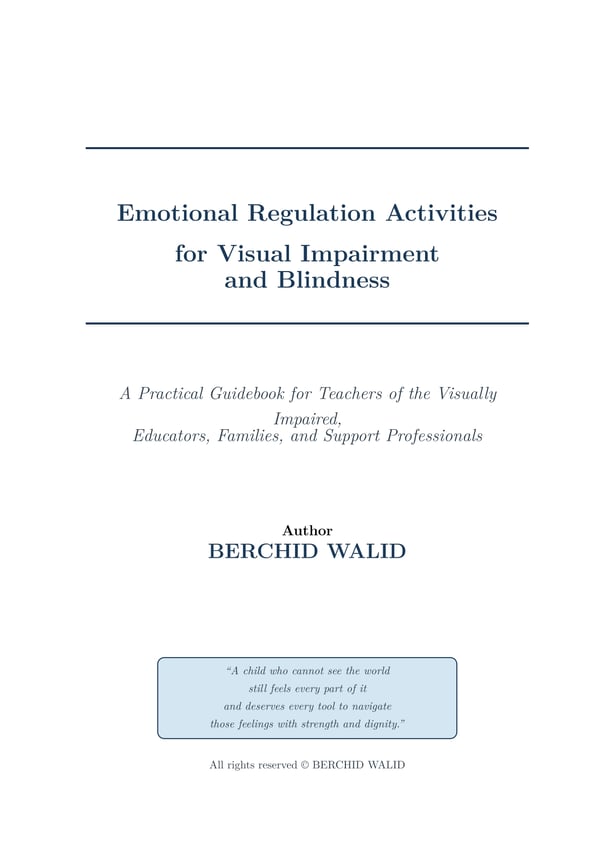 Emotional Regulation Activities for Students with Visual Impairment and Blindness