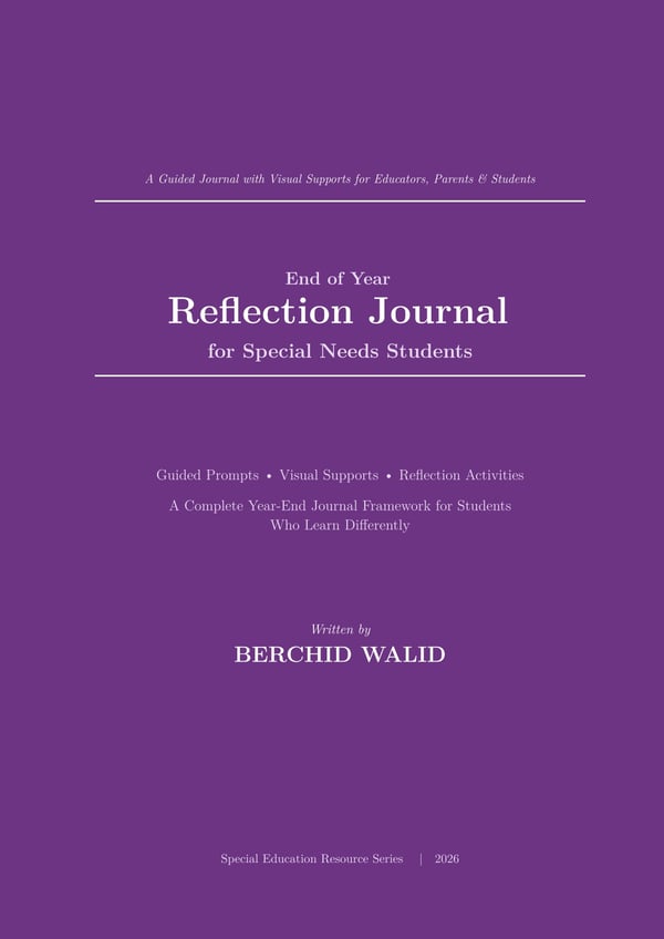 End of Year Reflection Journal for Students with Autism, ADHD and Special Needs